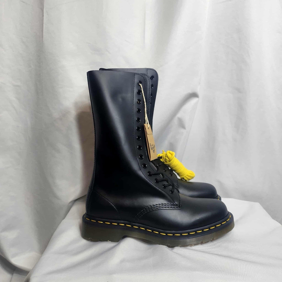 Dr Martens 1914 Smooth Leather Black Tall 14 Hole Boots Men's 7 Women's 8 - Picture 7 of 10